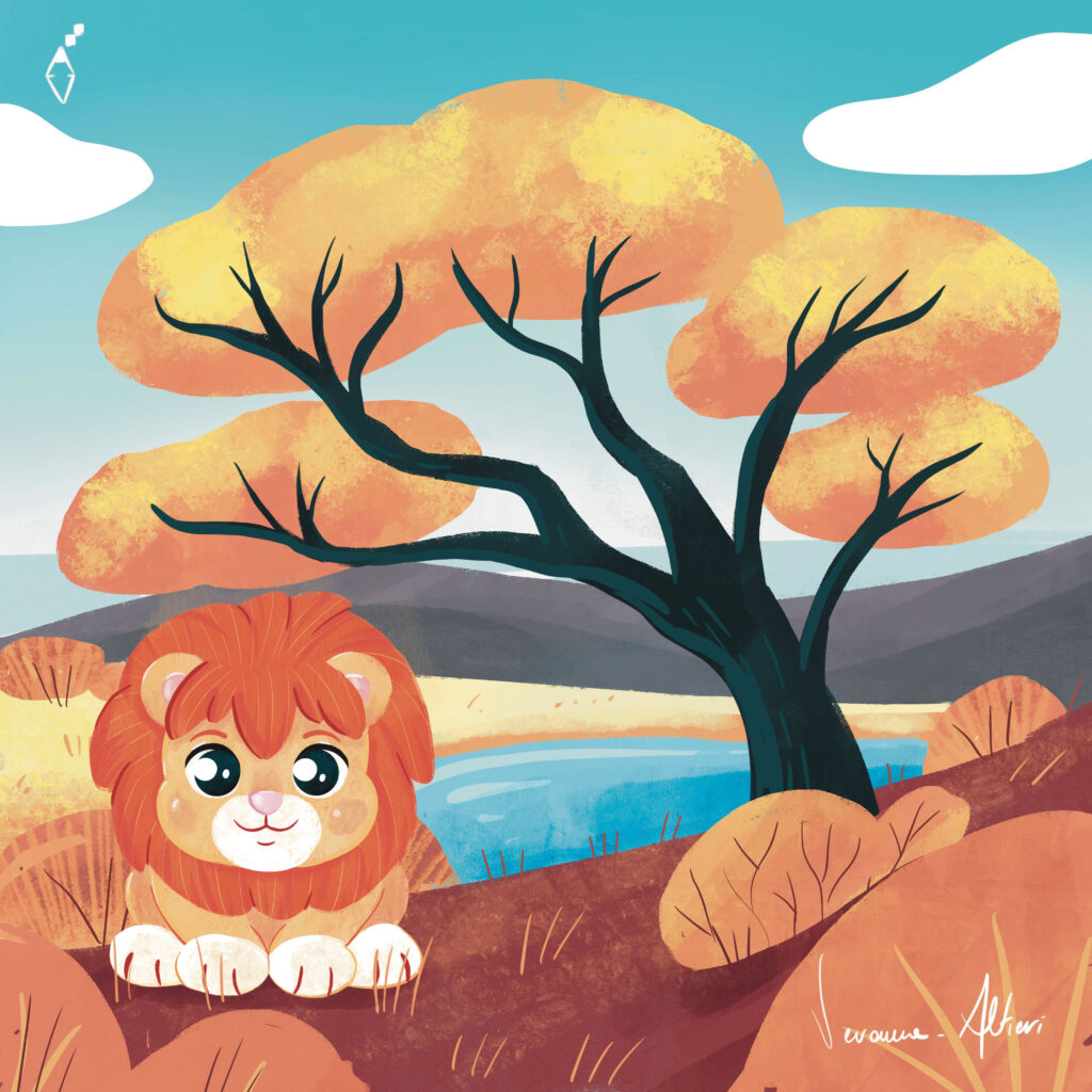 lion savana illustration